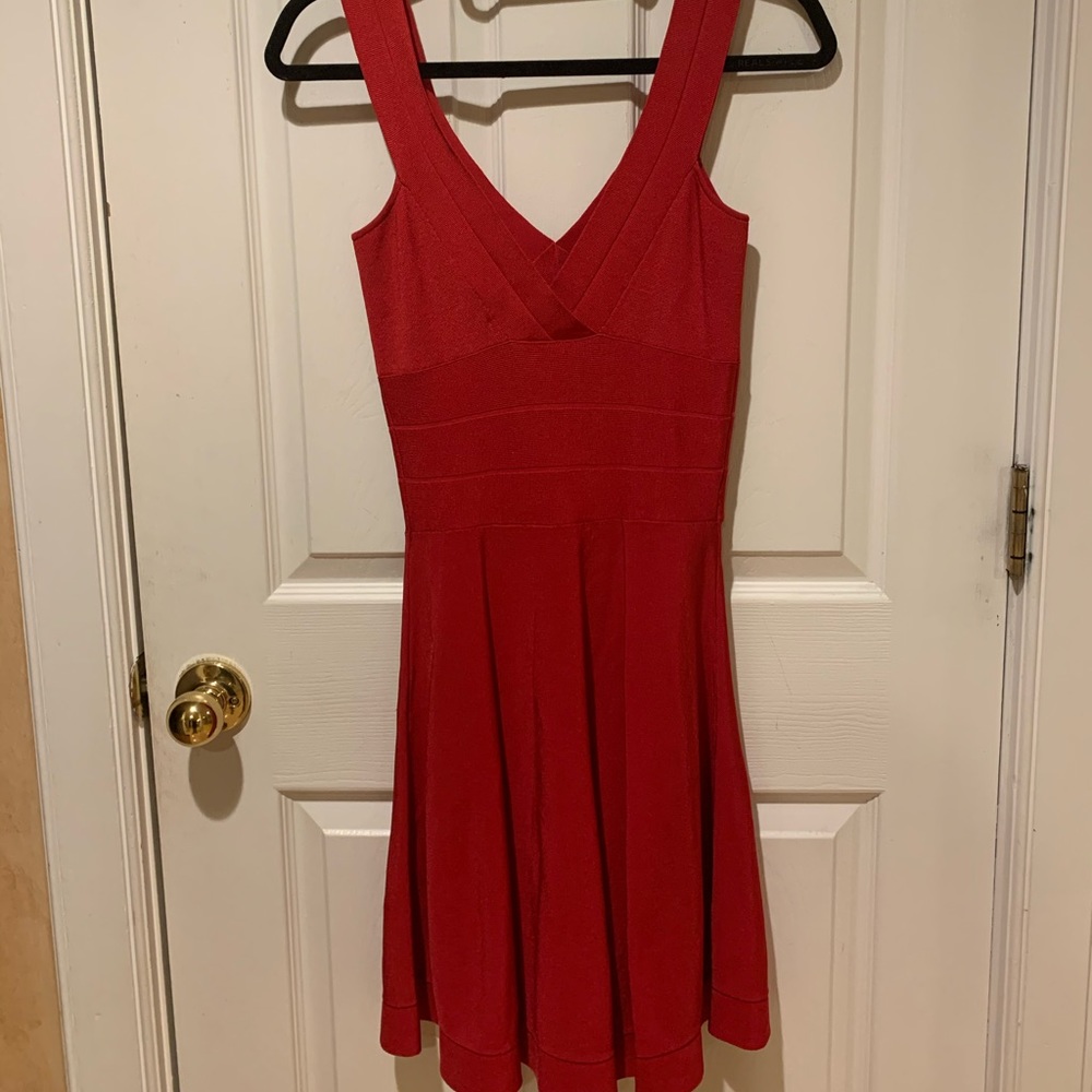 Armani Exchange Red Fit & Flare Dress